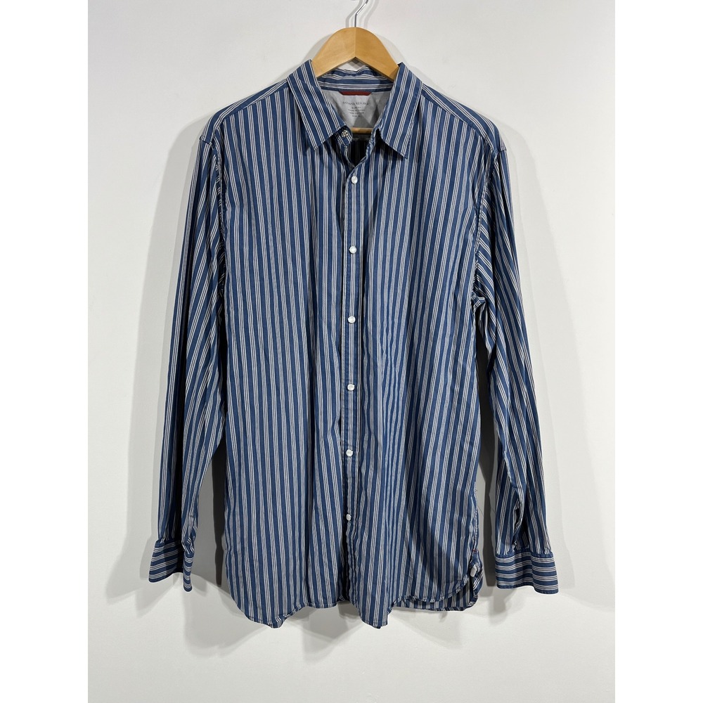 Banana Republic Preppy Slim Fit Striped Button Down Shirt Cotton Mens XL Office